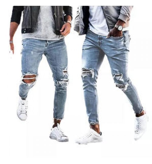 Wholesale China Supplier Stretchy Designer Ripped Distressed High Waist Mens Trouser Jeans