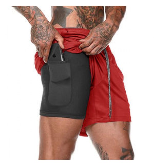 Wholesale Gym wear Cross shorts Mens fitness Workout short Sports Running Shorts with inner compression shorts for men