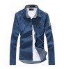 New Fashion Men's Autumn Long Sleeve Shirt Cowboy Slim Shirt