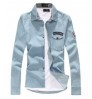 New Fashion Men's Autumn Long Sleeve Shirt Cowboy Slim Shirt