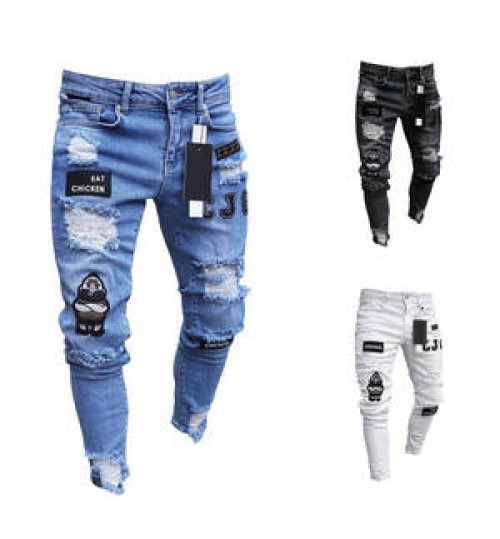 Classic Stylish Atmosphere Hole Trousers Comfortable Cotton Men Jeans Sweat Men'S Pants
