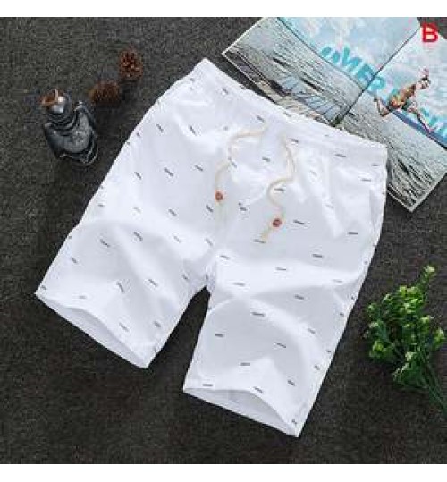 M0012 Men's Loose Cropped Shorts Casual Loose Knit Straight Casual Pants Cotton Short Pants Trousers shorts pants