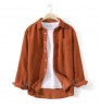 Corduroy solid color loose casual men's long sleeve shirt top for men blouse
