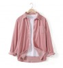 Corduroy solid color loose casual men's long sleeve shirt top for men blouse
