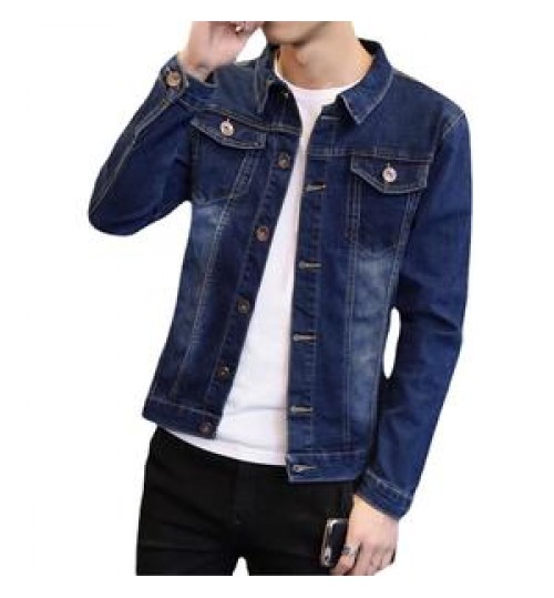 Factory wholesale custom denim jacket men's clothing dark blue Sports casual Slim jacket jean for men
