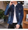 Factory wholesale custom denim jacket men's clothing dark blue Sports casual Slim jacket jean for men