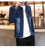 Factory wholesale custom denim jacket men's clothing dark blue Sports casual Slim jacket jean for men