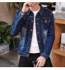 Factory wholesale custom denim jacket men's clothing dark blue Sports casual Slim jacket jean for men