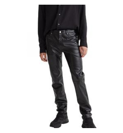 Customized trousers slim-fit faux leather men's pants winter men's trousers
