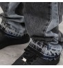 DiZNEW Custom Summer New Design Men Flared Jeans Patchwork Loose Hip Hop Denim Pants Washed Jeans