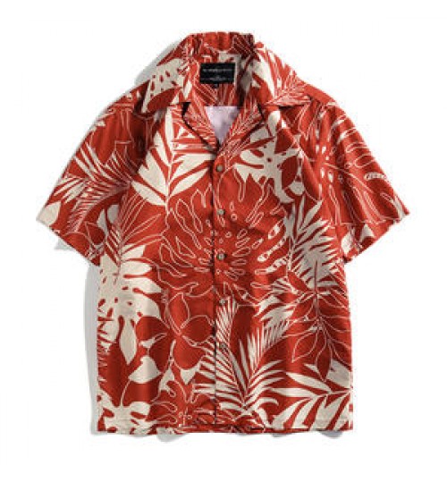 New Custom Mens Summer Brand Mix Of Plus Size Men'S Shirts Camisas De Hombre De Moda Fashion Half Printed Red Shirt