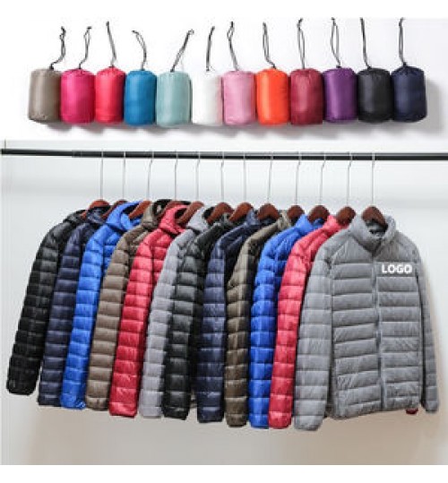 windproof Men's Down Coat custom embroidery stand collar warm puffer jacket