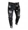 New Italy Style Men's Distressed Destroyed Badge Pants Art Patches Skinny Biker White Jeans Slim Trousers men denim jeans