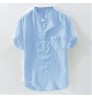 2022 Fashion Hawaii Men's Shirt Thin Mens Beach Short Sleeve Shirt Leisure Plain Linen Tops
