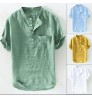 2022 Fashion Hawaii Men's Shirt Thin Mens Beach Short Sleeve Shirt Leisure Plain Linen Tops
