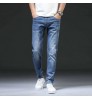 Factory custom high quality comfortable washed denim jeans fashion blue straight men's jeans