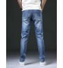 Factory custom high quality comfortable washed denim jeans fashion blue straight men's jeans