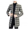 Men's Mid-Length Plaid Windbreaker Jacket Men Long Trench Coats Classic Casual Tweed Long Jackets Woolen Coats Business Overcoat
