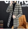 Men's Mid-Length Plaid Windbreaker Jacket Men Long Trench Coats Classic Casual Tweed Long Jackets Woolen Coats Business Overcoat