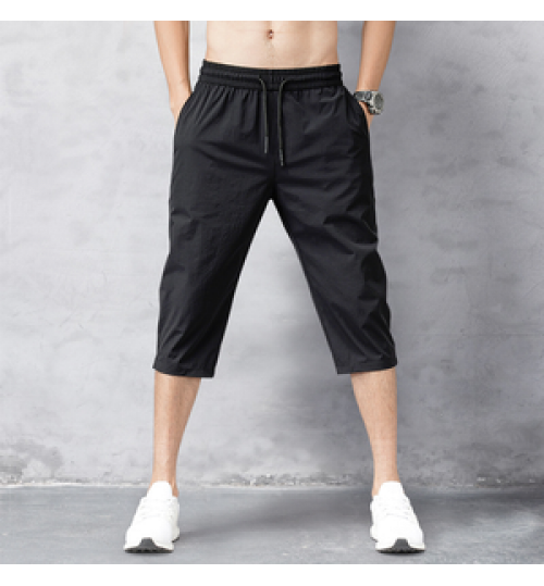 Men's Shorts Summer Breeches 2022 Thin Nylon 3/4 Length Trousers Male Bermuda Board Quick Drying Beach Black Men's Long Shorts