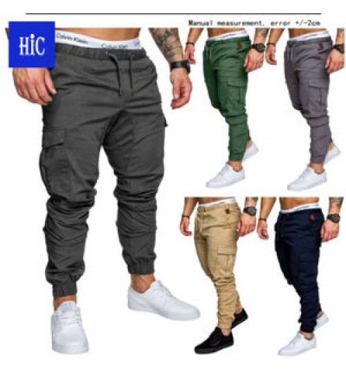 HIC Hot style men's 10 color cargo multi-pocket trousers men's woven casual shorts with joggers High quality pencil pants