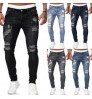 Factory Directly Wholesale Designers Jeans Mens Ripped Skinny Stretch Denim Pants Slim Distressed ripped skinny Men's Jeans