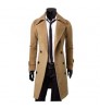 Features long double-breasted winter coats for men High Quality Solid Color men's jackets & coats trench coat men