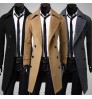 Features long double-breasted winter coats for men High Quality Solid Color men's jackets & coats trench coat men