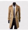 Features long double-breasted winter coats for men High Quality Solid Color men's jackets & coats trench coat men