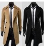 Features long double-breasted winter coats for men High Quality Solid Color men's jackets & coats trench coat men