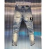 Trendy Brand Jeans Hip Hop Hole Jeans Men High Street Black Stretch Flocking Letter Animal Jeans Men Denim Motorcycle Pants