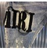 Trendy Brand Jeans Hip Hop Hole Jeans Men High Street Black Stretch Flocking Letter Animal Jeans Men Denim Motorcycle Pants