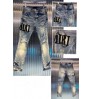 Trendy Brand Jeans Hip Hop Hole Jeans Men High Street Black Stretch Flocking Letter Animal Jeans Men Denim Motorcycle Pants