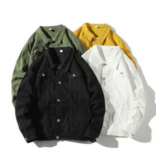 Wholesale Fashion Spring Jacket Denim Big Pocket Solid Color Casual Workwear Jacket For Men