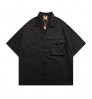 Men's Summer High Quality Shirts Cotton Mens Double Pocket Half Sleeve Outdoor Work Camp Collar Shirt