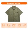 Men's Summer High Quality Shirts Cotton Mens Double Pocket Half Sleeve Outdoor Work Camp Collar Shirt