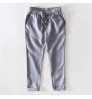 Stocked Men's 100 Linen Pants Casual Elastic Waist Drawstring Yoga Beach navy jogger chino trousers pants men