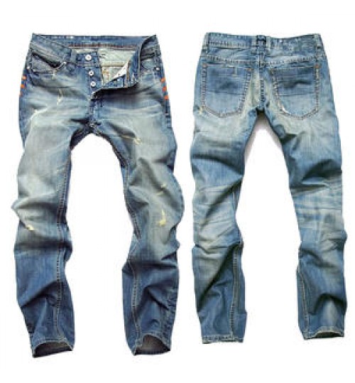 Retro Blue Skinny Jeans Men 2020 Tapered Ripped Pants Streetwear Denim Jeans Men