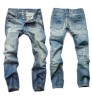 Retro Blue Skinny Jeans Men 2020 Tapered Ripped Pants Streetwear Denim Jeans Men