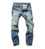 Retro Blue Skinny Jeans Men 2020 Tapered Ripped Pants Streetwear Denim Jeans Men