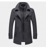 Autumn and winter new men's windproof jacket men's double collar wool warm plus size long coat
