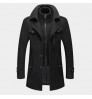 Autumn and winter new men's windproof jacket men's double collar wool warm plus size long coat