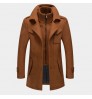 Autumn and winter new men's windproof jacket men's double collar wool warm plus size long coat