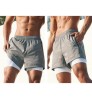 2 in 1 Quick dry Polyester Compression Mesh Liner Running Athletic Gym Sport Men's Workout Shorts