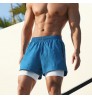 2 in 1 Quick dry Polyester Compression Mesh Liner Running Athletic Gym Sport Men's Workout Shorts