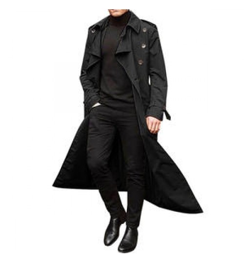 2022 Mens Clothing Long Trenchcoat Fashion Casual Jacket Men's Trench Coat Men