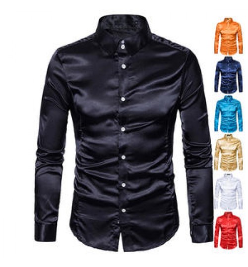 Wholesale Luxury Design High Quality Men's Shirts Fashion Reflective Long Sleeve Tops