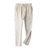 Shinesia men's linen pants men cotton breathable summer straight tube solid color elastic waist leisure custom Linen Pants