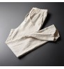 Shinesia men's linen pants men cotton breathable summer straight tube solid color elastic waist leisure custom Linen Pants