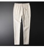 Shinesia men's linen pants men cotton breathable summer straight tube solid color elastic waist leisure custom Linen Pants